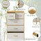 Natural-White 5-Drawer Storage Dresser Extra Top Shelf for Bedroom Organization